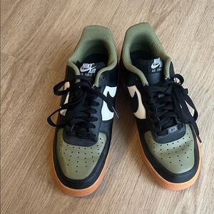 Nike Air Force 1 - Black and Olive with Gum Soles